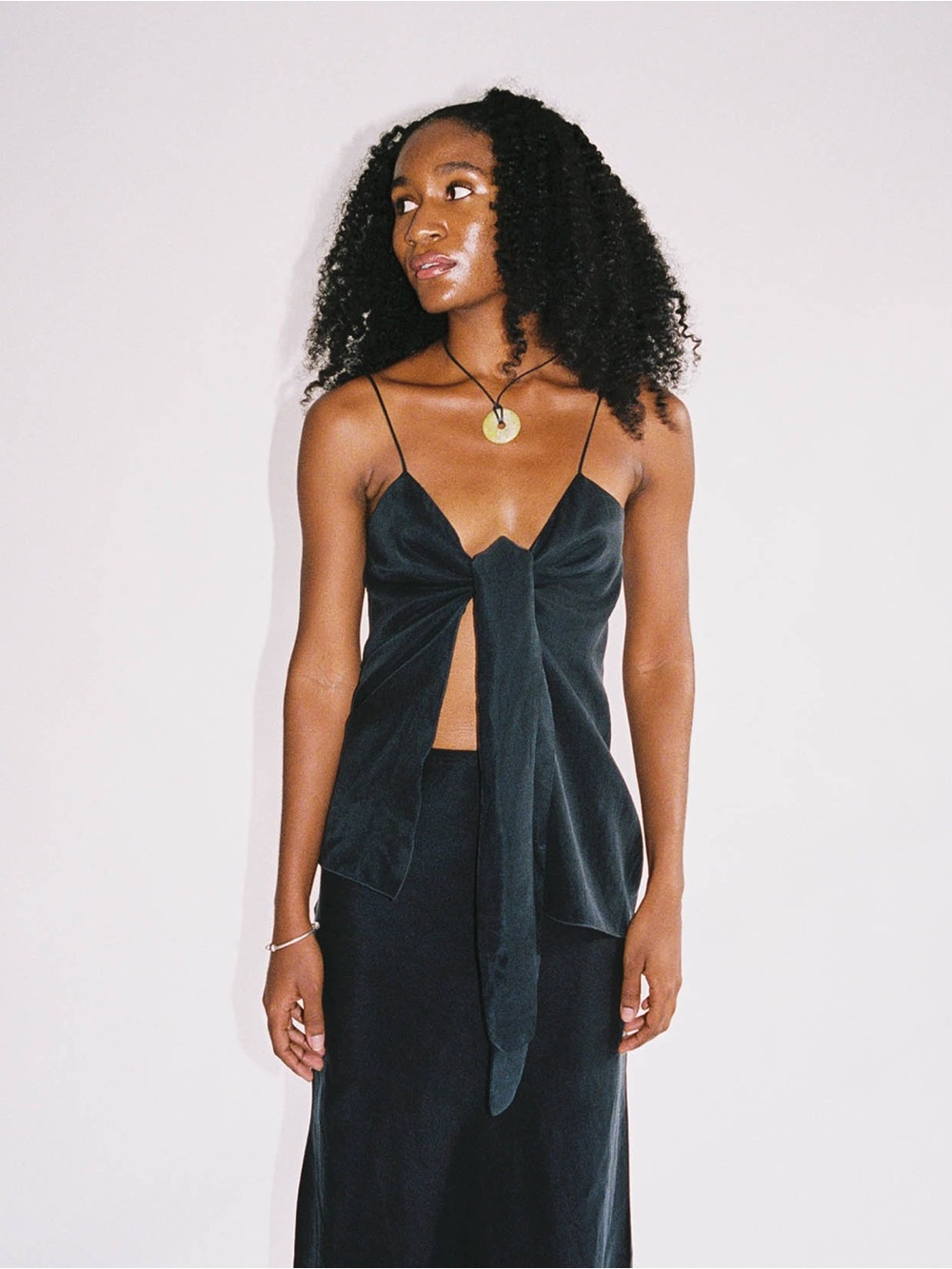 Djerf Avenue Black Tie-Front Top